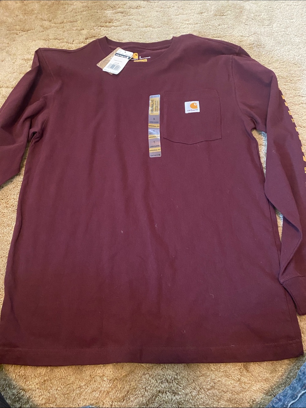 Carhartt Men’s Long-Sleeve Pocket T-Shirt - Maroon